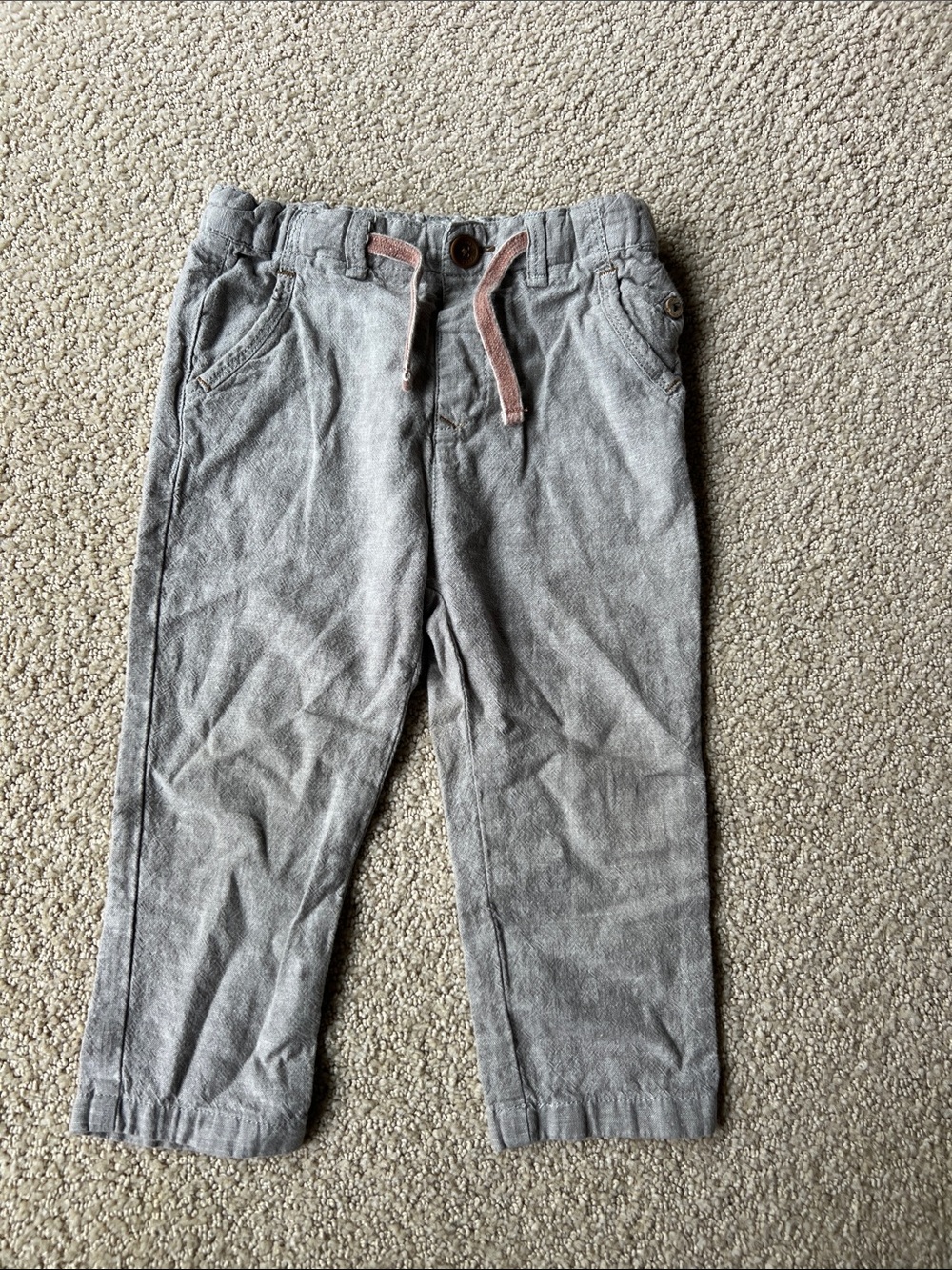 Light grey linen drawstring pants